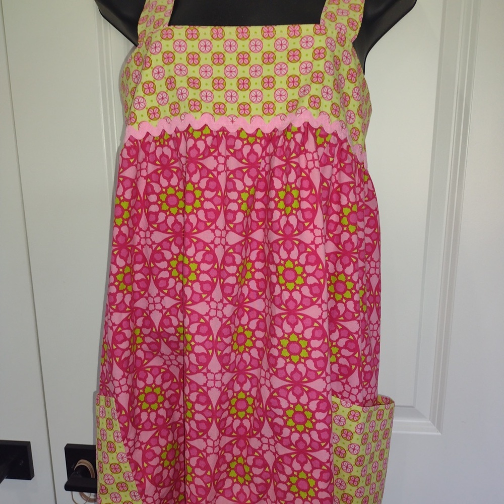 Hostess pink and green original apron
